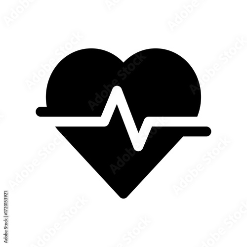 Heart with heartbeat icons symbolizing health, cardiology, medical care, fitness, pulse monitoring, wellness, and healthcare services