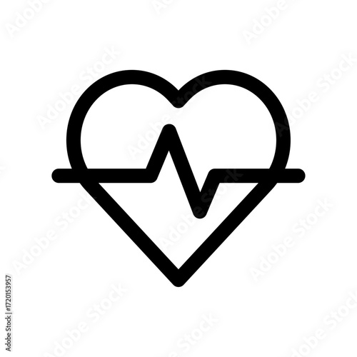 Heart with heartbeat icons symbolizing health, cardiology, medical care, fitness, pulse monitoring, wellness, and healthcare services