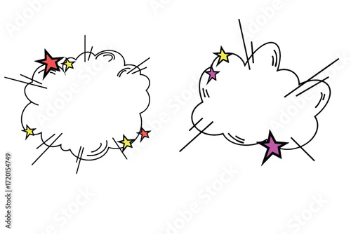 Pop Art Comic Explosion Bubbles with Stars - Vector Design Element