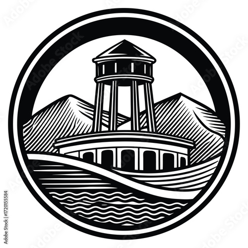 reservoir icon on white background