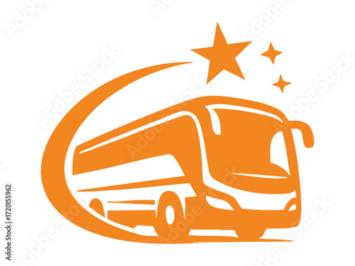 Bus Swoosh Star Icon, Dynamic Transport Symbol for Travel
