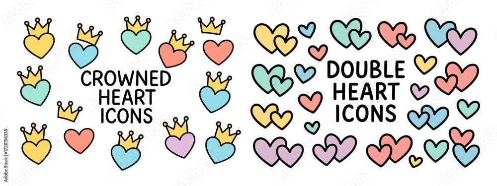 custom made wallpaper toronto digitalHeart icons with crowns and regular hearts in doodle style