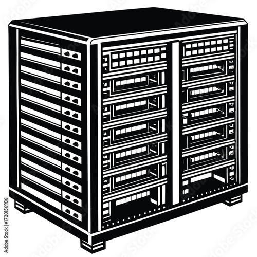 server rack vector on white background