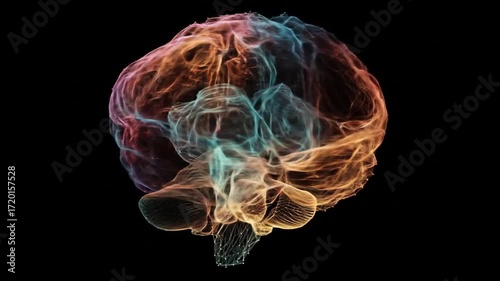 Abstract representation of a brain, showcasing intricate network structures and vibrant colors.