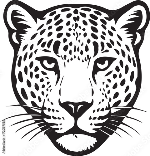 Black and White Leopard Illustration – Hand Drawn Wild Animal Vector Art