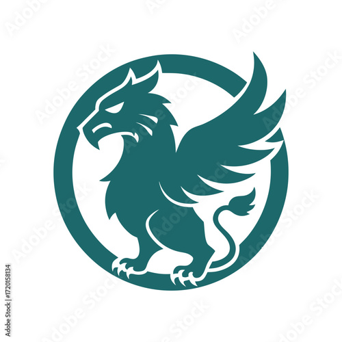 vintage football logo fierce griffin mascot icon vector art.
