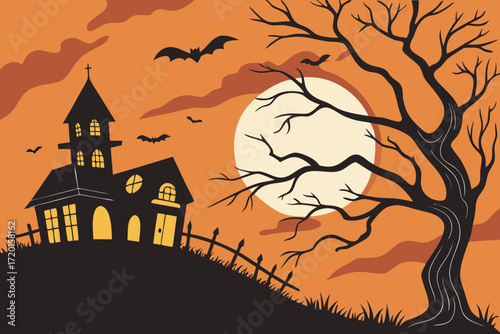 Foto halloween background with haunted house