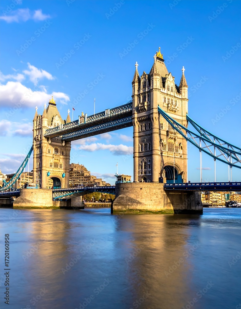 Fototapeta premium Tower Bridge over a river under a partly cloudy sky