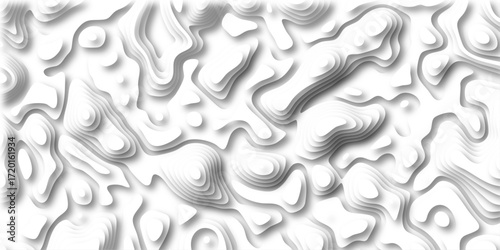 Abstract Topographic Contour Lines White Abstract Background with Layered Relief and Soft Shadows vector
