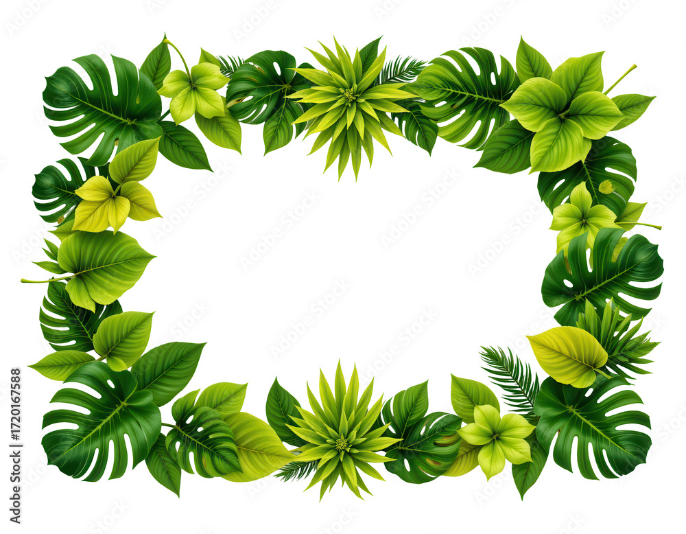 Fototapeta premium Vibrant Green Leaves Frame for Nature-Themed Designs and Backgrounds