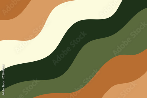Abstract wavy lines background with a natural, earthy color palette, creating a calming and organic texture for a modern and sophisticated design element