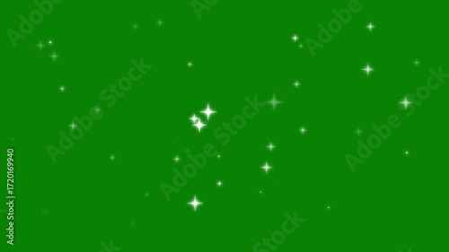 Glitter stars particles background overlay, twinkling starry night sky, looping animation, luxury white glitter sparkles trail, magic dust, pixie dust path, christmas stars on green screen background.