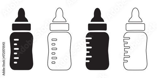 Baby Feeding Bottle Icon Vector – Infant Care, Nursery Essentials, Milk Bottle, 
and Newborn Feeding Symbol for Parenting and Childcare Design