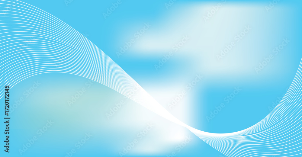 Φωτογραφία Bright and refreshing abstract background featuring smooth white wave lines flowing across a vibrant blue gradient