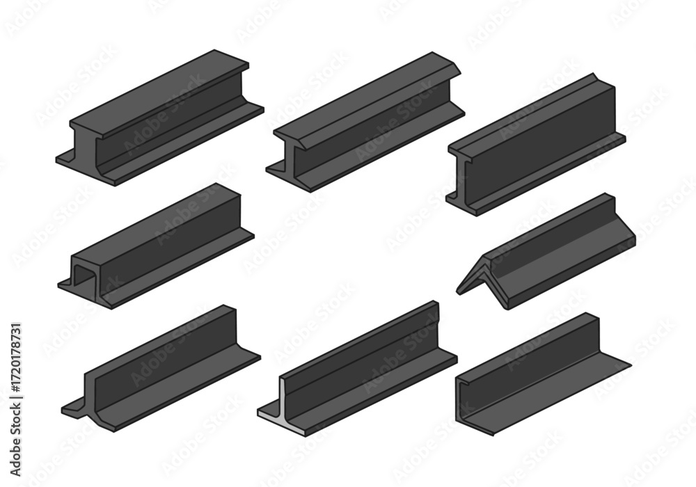 Papier peint Isometric steel beam types form a grid