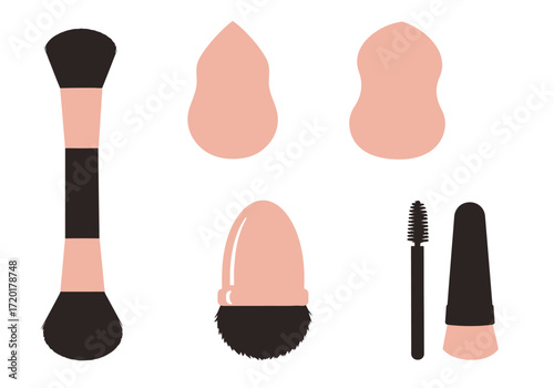 Makeup tools double brush sponge buffing brush mascara wand  handle