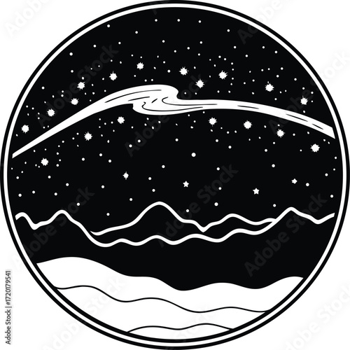 Vibrant milky way galaxy starry night sky with nebulae and stars illustration isolated on white background isolated on transparent background