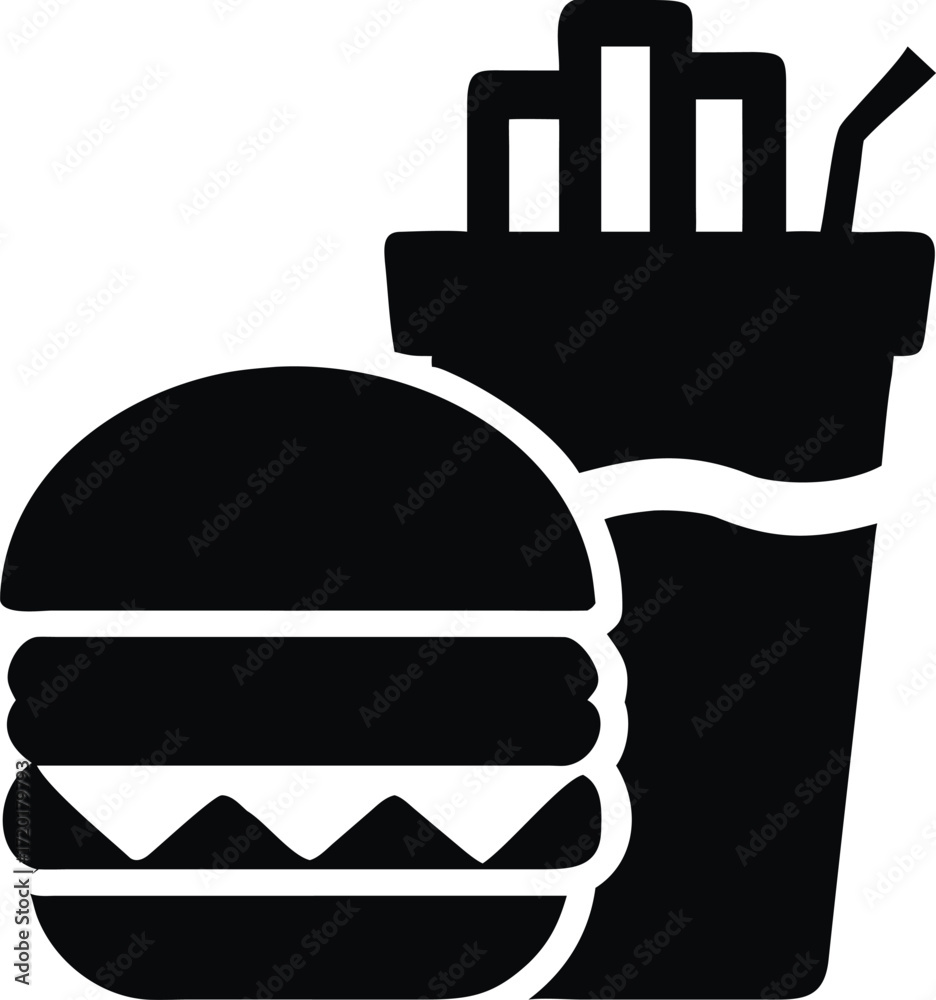 Obraz premium Delicious realistic burger with crispy fries and refreshing cola isolated on white background isolated on transparent background