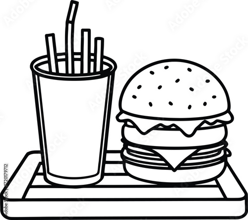Realistic fast food meal with a juicy burger crispy fries and a refreshing cola isolated on white background isolated on transparent background
