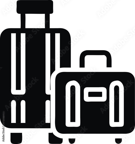 Collection of outline style traveler luggage and travel bags isolated on white background isolated on transparent background