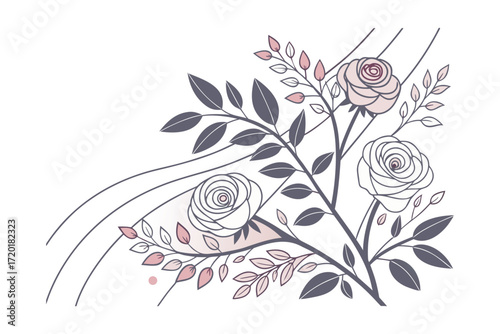 Elegant Floral Wedding Invitation Card Template. Beautiful Botanical Frame for Marriage Ceremony. Romantic Save the Date Design.