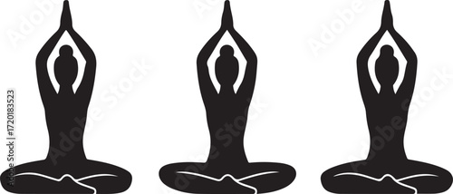 Silhouette of a woman in a graceful yoga pose perfect for wellness and fitness designs