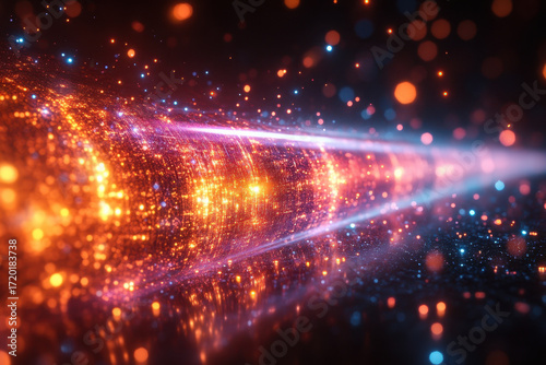 Bright light streaks through dark background.