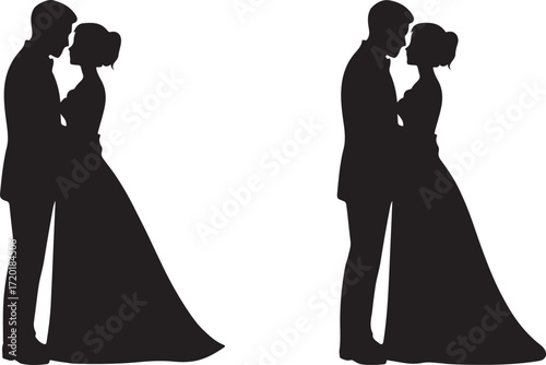 Romantic couple silhouette in a loving embrace