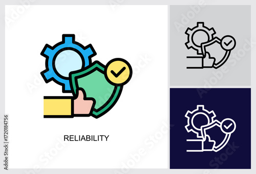 Reliability icon Multi Style Vector Illustration 