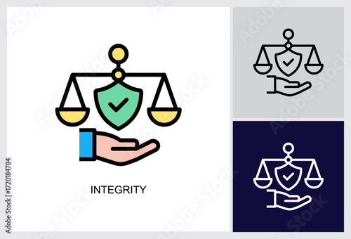 Integrity icon Multi Style Vector Illustration 