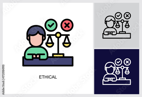 Ethical icon Multi Style Vector Illustration 