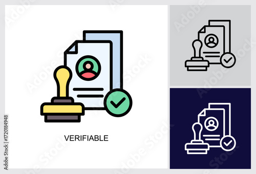 Verifiable icon Multi Style Vector Illustration 