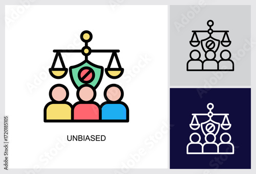 Unbiased icon Multi Style Vector Illustration 