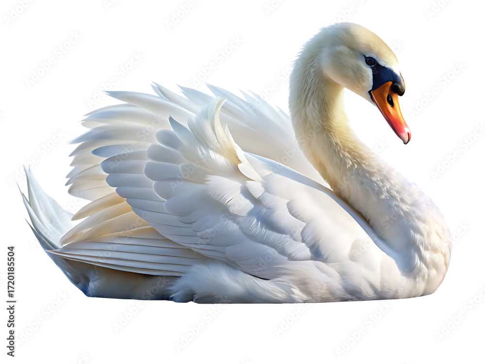 Obraz premium Majestic White Swan on a Background bird waterfowl isolated on a transparent background