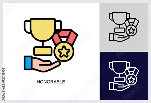 Honorable icon Multi Style Vector Illustration 