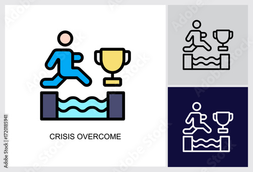 Crisis Overcome icon Multi Style Vector Illustration 