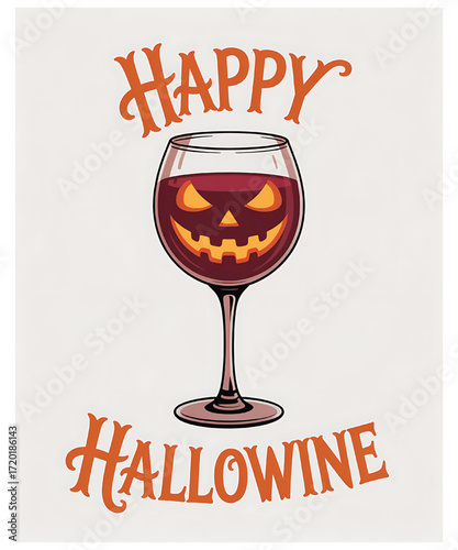 Happy hallowine glass with jackolantern face
