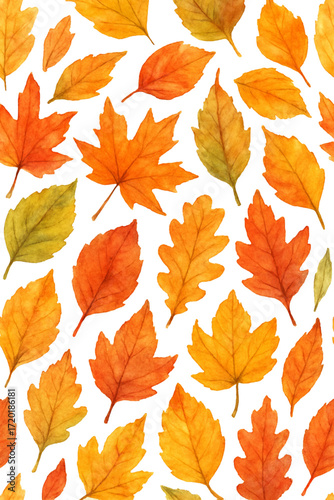 Watercolour autumn leaves background pattern svg vector