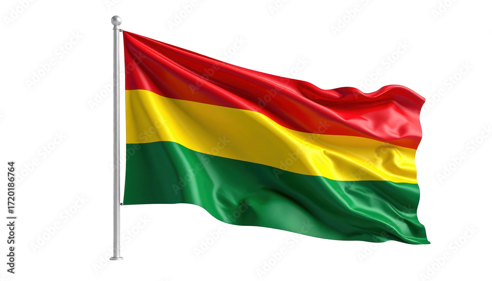 Naklejka premium A waving illustration of the national flag of bolivia, prominently displayed against a black background.