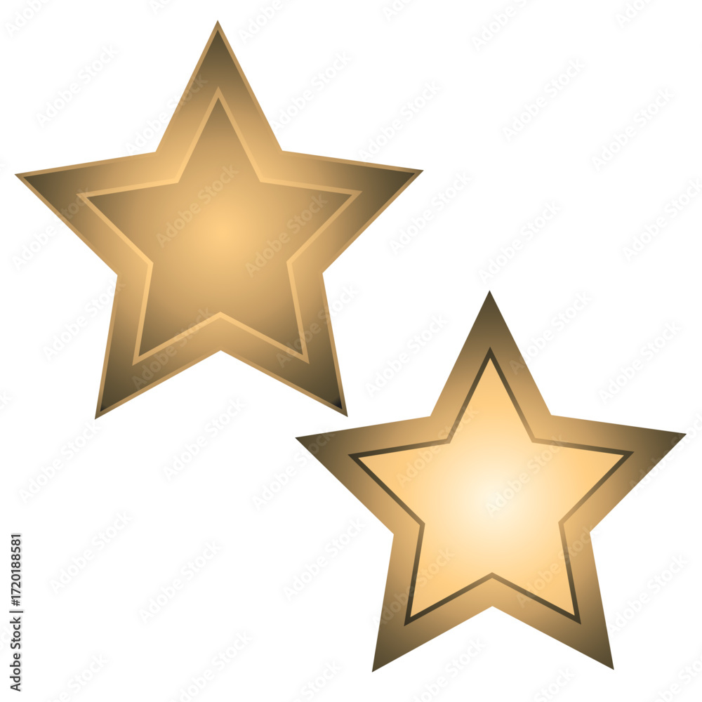 Obraz premium two golden stars without a background