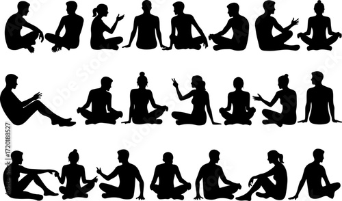 People Talking and Discussion Silhouette Collection Bundle