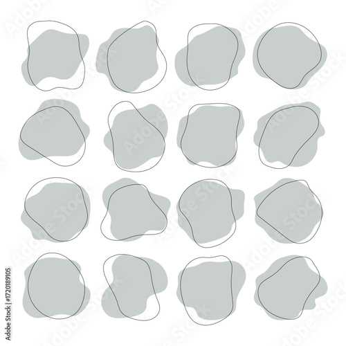 Abstract gray shapes with outlines creating a minimalist design suitable for various backgrounds