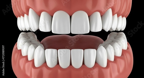 Perfect white teeth close up for dental care and oral hygiene