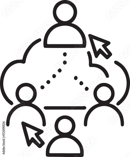 Remote Collaboration Cloud Icon – Minimalist Teamwork in Virtual Space