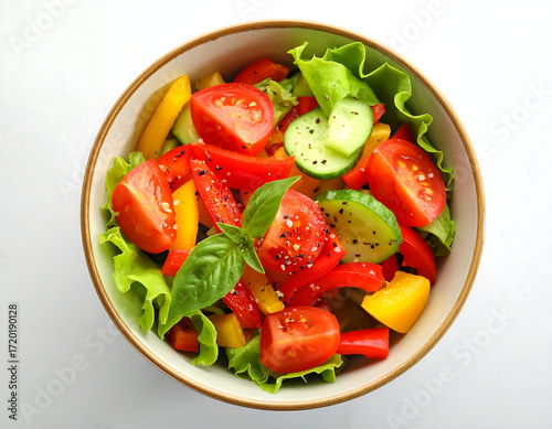 Vibrant Vegetable Salad Fresh Tomatoes, Peppers, and Cucumbers