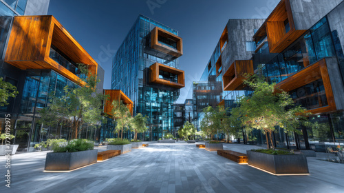 Bold modern architecture with contrasting building 