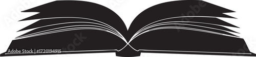 Open book silhouette with pages fanning out reading