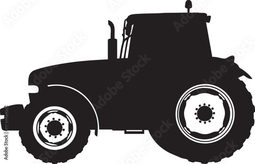Silhouette of a modern agricultural tractor with large wheels and exhaust pipe agriculture