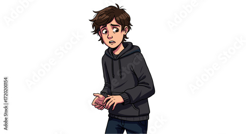 Young Man Expression of Fear and Surprise Isolated on Transparent Background Stock Art