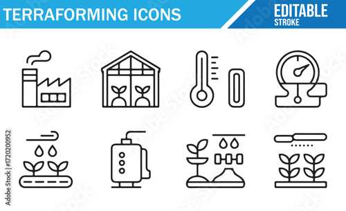 Icon Set for Agricultural and Environmental Management in Terraforming